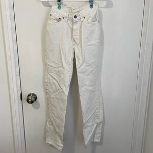 Vintage Levi's White 544 90s Mom High Rise 100% Cotton Jeans Made in USA 24 3